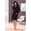 Alexander Del Rossa Women's Faux Fur Feather Hooded Robe, Soft