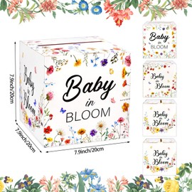 Fowecelt Baby in Bloom Party Card Box, Baby Shower Decorations Box Party Favors, Baby Shower Decorations for Girl, Diaper Raffle Box Party Decorations Supplies (7.9 x 7.9 x 7.9 in)