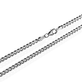 NKlaus 55 cm Curb Chain 925 Silver Rhodium-Plated Elegant Necklace Width 4.1 mm 21.5 g Heavy 1949, 55 cm, Sterling Silver, No Gemstone