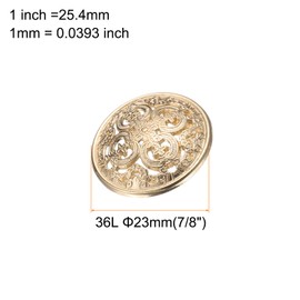 QUARKZMAN 10 Stück 36L Metall runde hohle Nähknöpfe 23mm 7/8" Zinklegierung Kleidung Handwerk Ersatzknopf für Männer Frauen Mantel Uniform Hemd Anzug, Goldton