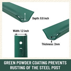 FENSMILE FENSMILE Fence Posts 3 Feet Sturdy Duty Metal Fence Post, No Dig Garden U Post for Wire Fencing Steel Post for Yard, Outdoor Wire, Pack of 10