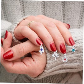 SAFIGLE 24Pcs Nail Jewelry Pendant Charms Set with Nail Piercing Drill Tool for Home Salon