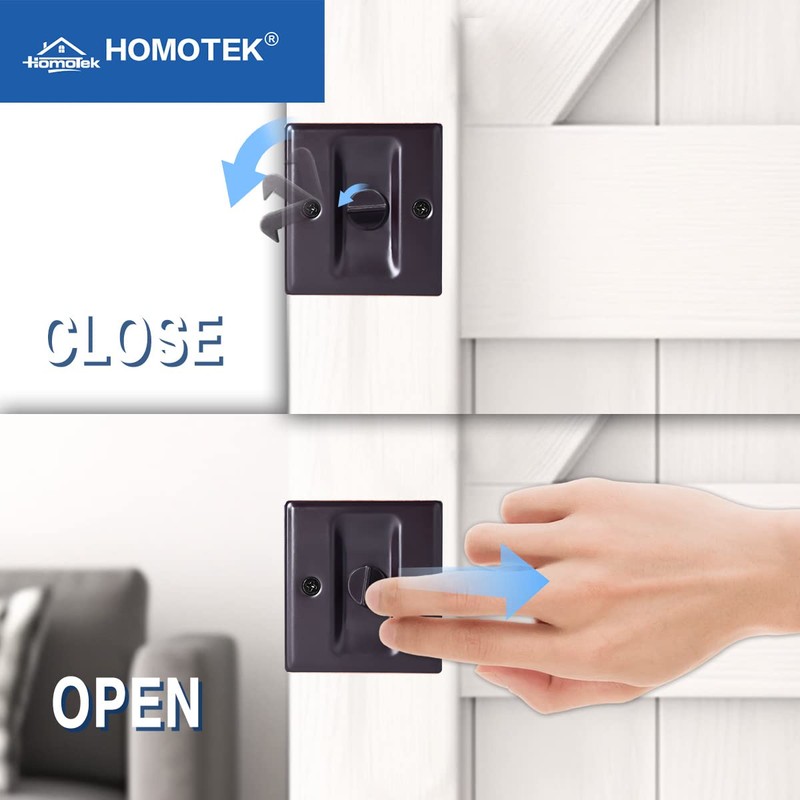 HOMOTEK 4 Pack Privacy Pocket Door Lock Hardware with Pull