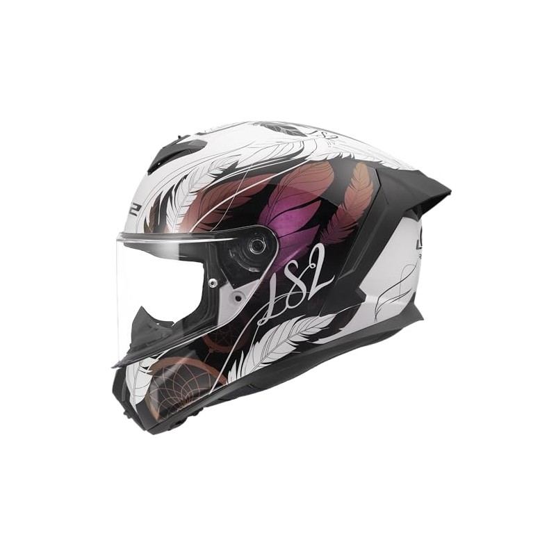 LS2, RAPID III BOHO Integral Motorcycle Helmet White Black Pink