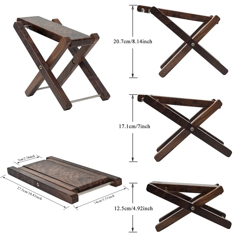 Wood Guitar Footstool, 3-Position Height Adjustable Guitar Foot Rest/Solid Wood