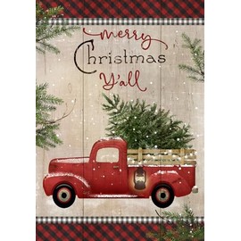 Merry Christmas Y'all Truck Double Sided Garden Flag 18" x 12.5" Briarwood Lane