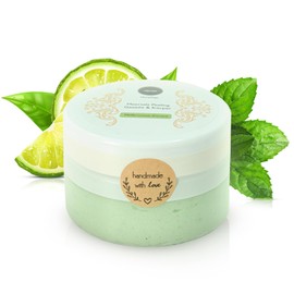 réju.mo Exfoliating Salt Scrub for Face and Body, Sauna Salt Scrub, for Gentle and Smooth Skin, Anti-Acne, for Nourishing and Cleansing the Skin (Green) Peppermint Lemon