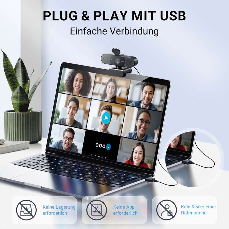 EMEET HD Webcam - C960 AF 1080P Webcam mit Objektivabdeckung