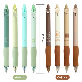 SMTelegance Pack of 8 Erasable Ballpoint Pens Erasable Gel Pens Erasable 0.5 mm Erasable Retractable Pen Set Student Gift School Office Supplies Coffee Colour + Matcha Colour
