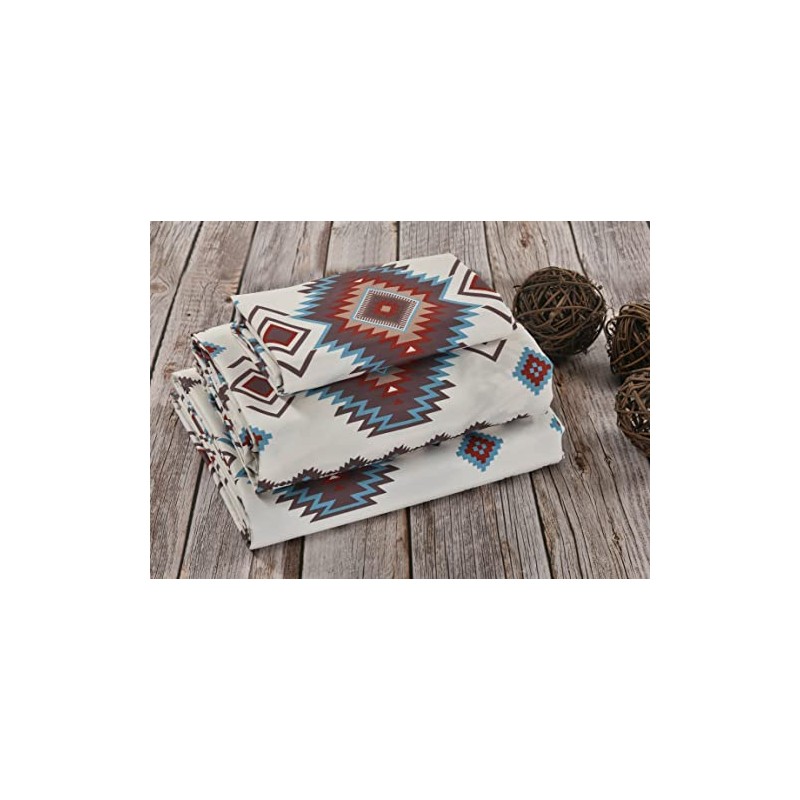 De Leon Collections Sonoma Diamonds Southwestern Tribal Geometric Twin Sheet