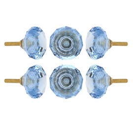 Perilla Home Set of 6 Crystal Knobs Decorative Glass Knobs for Home Kitchen Cabinet Hardware Cupboard Door Dresser Wardrobe and Drawer Pulls (Baby Blue)
