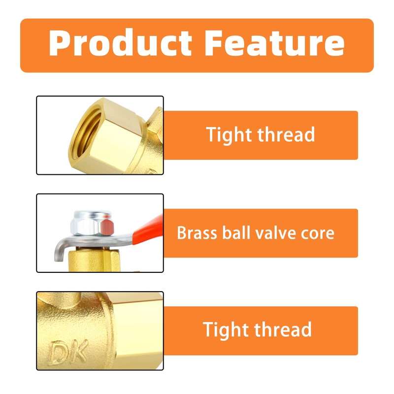 GASHER 6PCS 1/4 Inch Brass Mini Ball Valve Shut Off