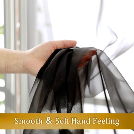 Aiyufeng Black Curtains & Drapes - Soft & Elegant Semi Sheer Curtains Privacy Panels for Living Room Bedroom Dining Patio Door Beautiful Window Decor, W40 x L72, 2 Pcs