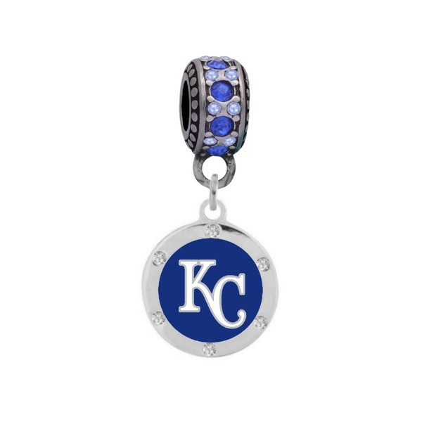 Kansas City Royals Crystal Charm Compatible With Pandora Style Bracelets. Can also be worn as a necklace (Included.)