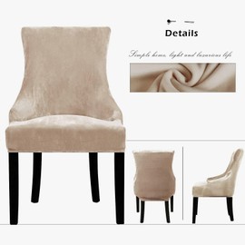 Lellen Stretch Wingback Chair Cover Slipcover - Reusable Wingback Side Chair Slipcover,Dining Chair Covers,Arm Protector Seat Covers for Dining Room Banquet Home Decor (Taupe, 4PC)
