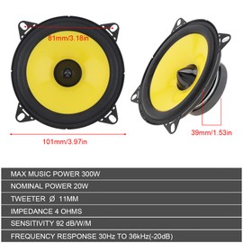 ePathChina 2pcs Full Range Frequency Car Audio Speaker Heavy Mid-bass Ultra-thin Modified Speaker Non-destructive Installation (4 Inch)