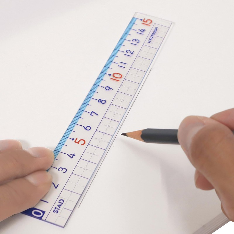 Kutsuwa STAD HS15A-10P Math Ruler, 5.9 inches (15 cm), Pack