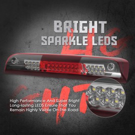 High Mount Stop Third Brake Light, Compatible with 2014-2018 Chevy Silverado/GMC Sierra 1500 2500HD 3500HD Third Center Cargo Rear LED 3rd Brake Light Bar Taillight (Red)