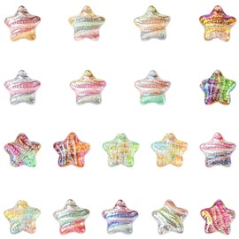 Ipotkitt 18 abalorio de resina de estrellas impresas de 18 colores con purpurina en polvo celestial para manualidades, joyería, collares, arete, llaveros