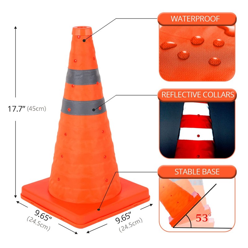 18'' inch Collapsible Traffic Safety Cones, 1 pcs Multi Purpose