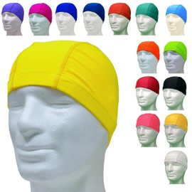 Professional Swimming Headphones in Hypoallergenic Lycra – Latex Free – Unisex Swimming Cap (Licra Neon Yellow, Pack of 1)