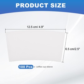 sourcing map 100pcs Disposable Coffee Cup Sleeves, Cardboard Cup Sleeves for Paper Cups Insulation Hand Protection, Hot Drink Holder for Home Office Use White