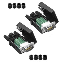 Harrisen Pack of 2 Solderless DB9 RS232 D-SUB Male Serial Adapter, Thinner Breakout Board with 9-Pin Port Terminal Connector and Case Long Pin Tailpipe (2 Pieces Thin Connector)