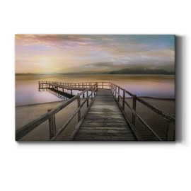 Renditions Gallery Abstract Beach Canvas Wall Art Landscape for Living Room Bedroom Office, Morning on the Lake,Ready to Hang, 48''x 32'', Made in America, (AZV-WC22-41759-R-3248-SC)