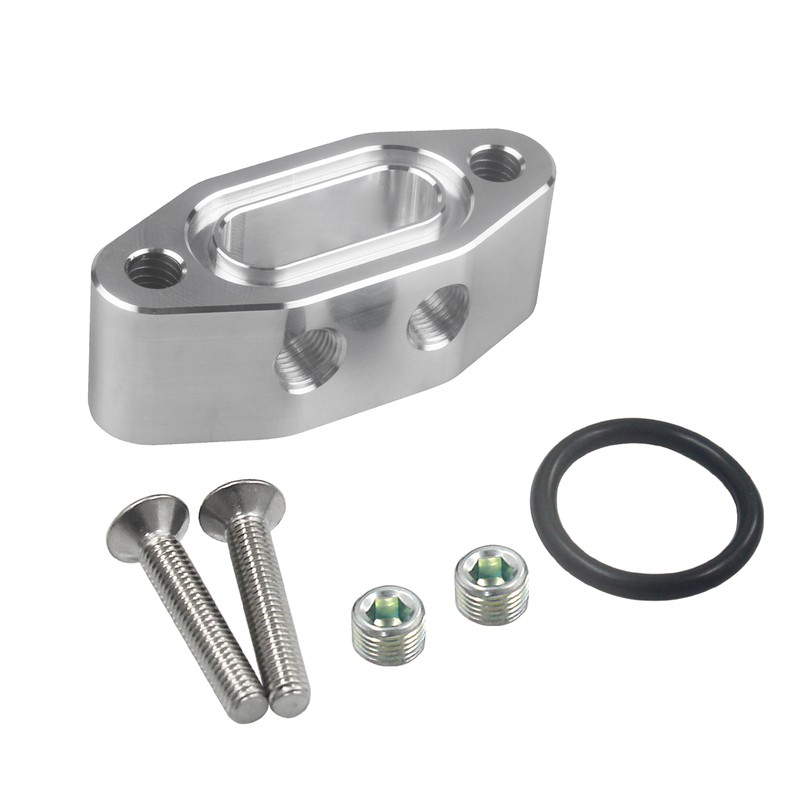 Oil Feed Line Adapter Plate LS TWIN TURBO DUAL 90