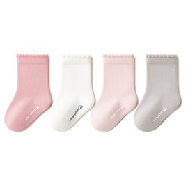 UMELOK 4-Pack Toddler Crew Socks | Vibrant Warm-Toned Colors for 4-6T Boys Girls | Breathable Cotton Ankle Socks