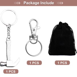 GENSMILE Tool Keyring Gift for Men and Women, Adjustable Key Fob, Cute Tools, Key Fob Pendant, Cool Mini Keyring Accessories for DIY, Hammer