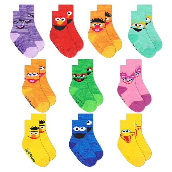 Accessory Supply Sesame Street Toddler Socks, Grip Socks for Kids, Toddler Socks with Grippers, Toddler Non Slip Socks