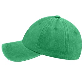 100% Washed Cotton Baseball Cap - Adjustable (Up to XL), Plain Design, Unstructured Big Baseball hat for Big Head 24“-26.5” Green