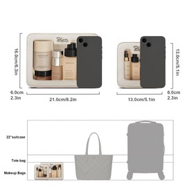 Clear Makeup Bag Cosmetic Case: Small Make up Bags for Purse - TSA approved Toiletry Bag for Women - Waterproof Travel Pouch with Zipper - Cute Makeup Organizer Skincare Bag for Car (Standard, White)