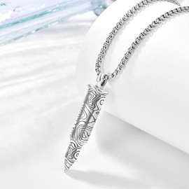 Ruichicoo Bullet Soldier Necklace for Men Sterling Silver Bullet Biker Pendant Jewelry for Men
