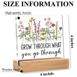 Inspirational Gifts for Women Acrylic Sign Decor Motivational Quote Home Office Table Decor Flores Acrylic Plaque, Shelf Cubicle Desktop Art Flowers Decoration Encouragement Gifts for Friend Colleague