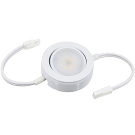 American Lighting MVP-1-WH-B Single 6-Inch Lead/Tail Wires and Mounting Screws, Dimmable Swivel LED, Linkable, cETLus Listed, 2-3/4-Inch, 2700K, White MVP Linking Puck