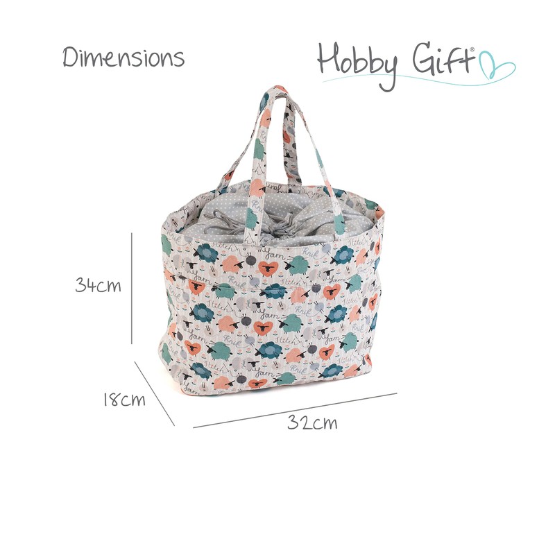 Hobby Gift Drawstring Fabric Craft Tote Bag, Knit Happens (MR4724)