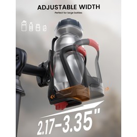 Lamicall Adjustable Bike Water Bottle Holder – [Hidden Tracker Storage] [Fit 2.2-3.4" Diameter Bottle] Motorcycle Cup Holder, Bicycle Drink Cage with U-Clamp for Handlebar & Frame