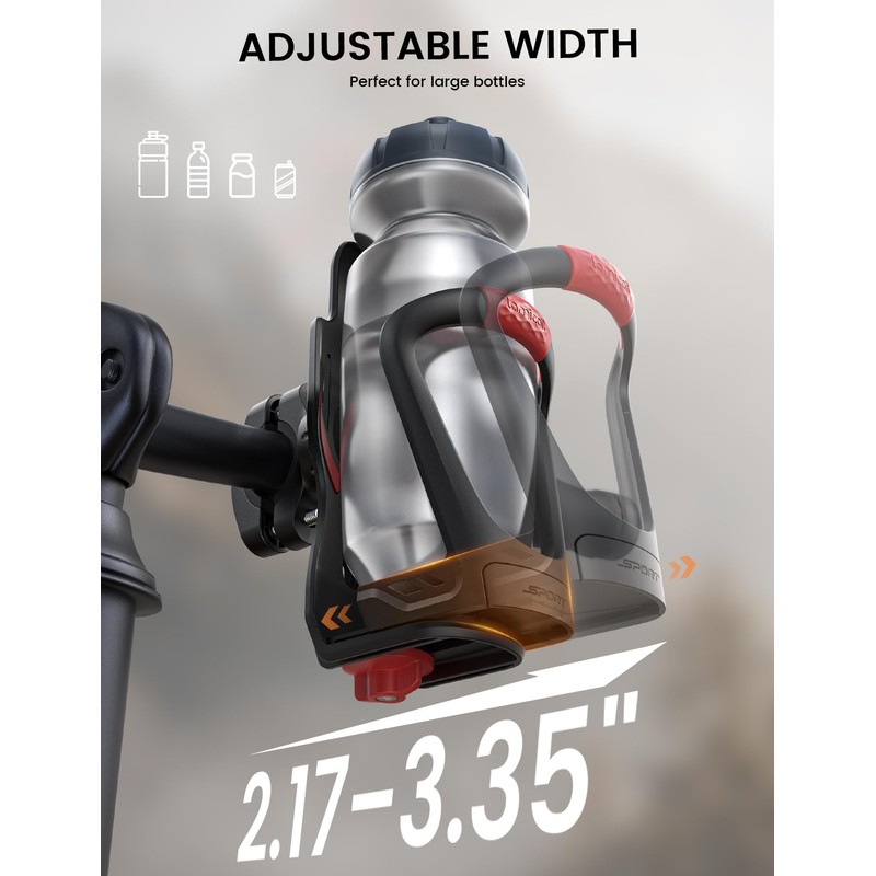 Lamicall Adjustable Bike Water Bottle Holder – [Hidden Tracker Storage]