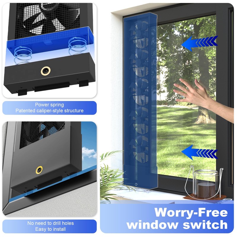 QJSZMEI Vertical Window Fan for Sliding Windows (45~50cm/17.8~19.7in)