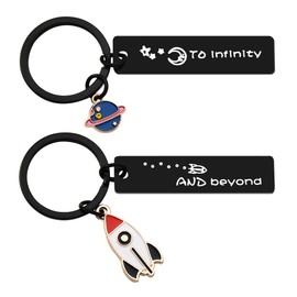 To Infinity And Beyond Keychains Anniversary Valentines Gifts for Couple Matching keychain Gift for Husband Wife Bitrthday Christnas Gifts for Boyfriend Girlfriend Engraved Charms for Bags Purse