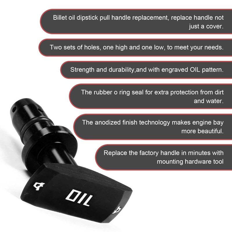 Anyhut 1 PC Auto Oil Dipstick Handle, Aluminum Alloy Modified