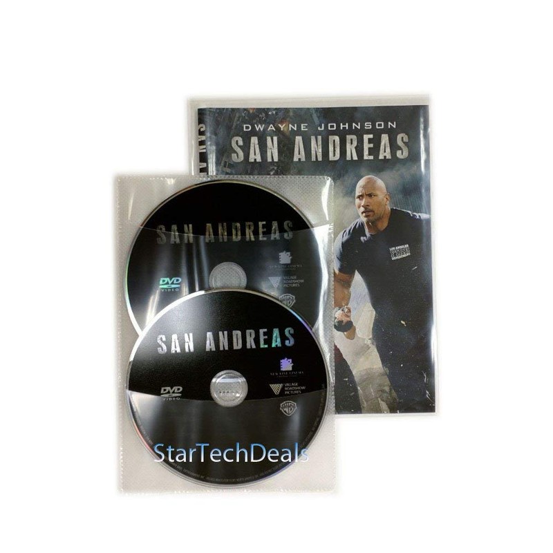 100 Clear CPP Movie Plastic Sleeves + 2 Disc Non-Woven