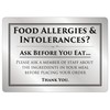Food Allergy and Intolerances Safety Sign Notice Allergen A4 Brushed
