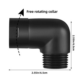 Hand Shower Adapter 90 Degree, Shower Head Elbow Adapter, Shower Arm Extension Angle Adapter, Shower Arm Adapter Shower Head Adapter Movable Shower Arm Connection for Hand Shower (Pack of 1, Black)