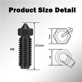 HysiPrui 3D Printer Extruder Hotend Nozzle Kit For Anycubic Kobra 3, Included 3pcs 0.4mm+1pc 0.2mm+1pc 0.6mm+1pc 0.8mm Hardened Steel Nozzles, High Temperature and Wear Resistant Nozzles Replacement