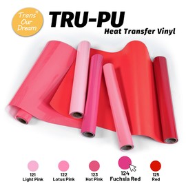 TransOurDream Tru-PU Smart Iron On Vinyl for Joy, 5.5in x 8ft Fuchsia Red Iron On Vinyl Roll for T-Shirts, Matte Pink Joy Vinyl for Shirt, Easyweed Smart Vinyl