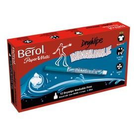 Berol Washable Dry Wipe Pen Bullet Nib 1.3mm - Blue (Box of 12)
