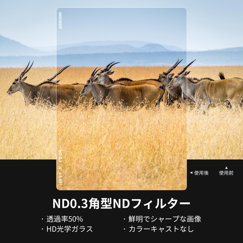 NEEWER Square ND Filter, ND0.3 (1 Stop), 4"x5.65" Cinema Filter,